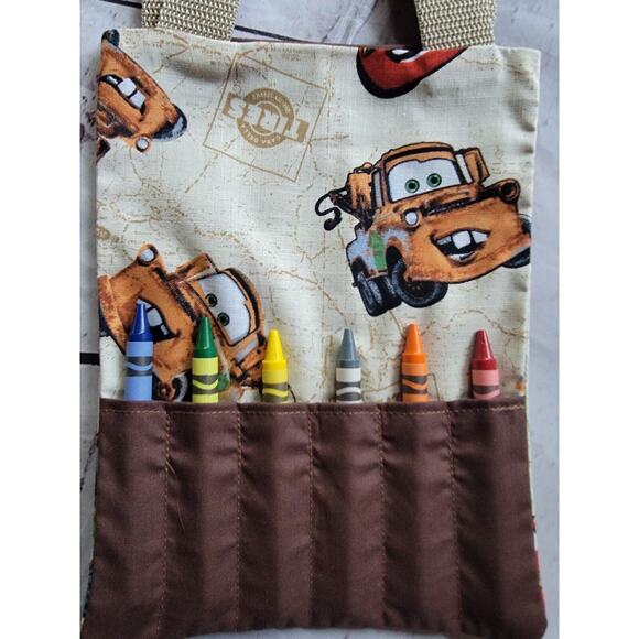 Cars Mator Crayon Holder Coloring Tote Bag Handmade Childrens Bag gift bag - Picture 2 of 8